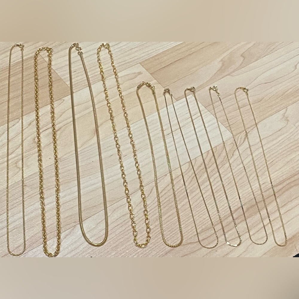 Assortment of 9 Gold Filled Chains